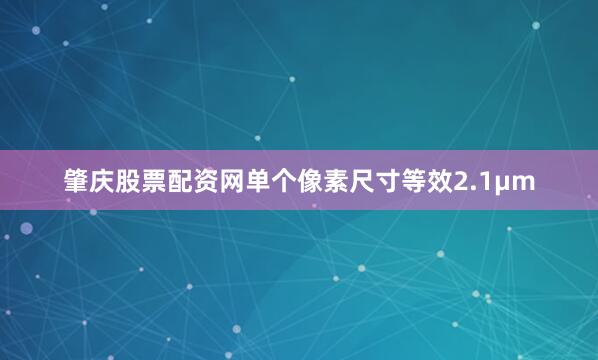 肇庆股票配资网单个像素尺寸等效2.1μm